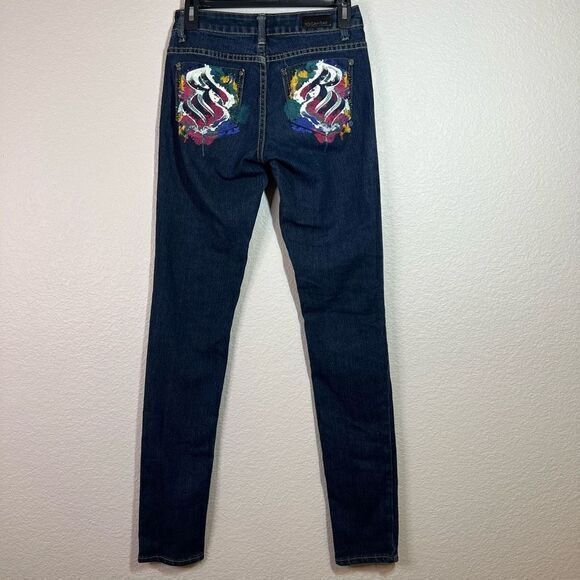 Rocawear Women's Classic Jeans Skinny Paint Pocket Stretch Mid Rise Denim Size 1 - Picture 1 of 8